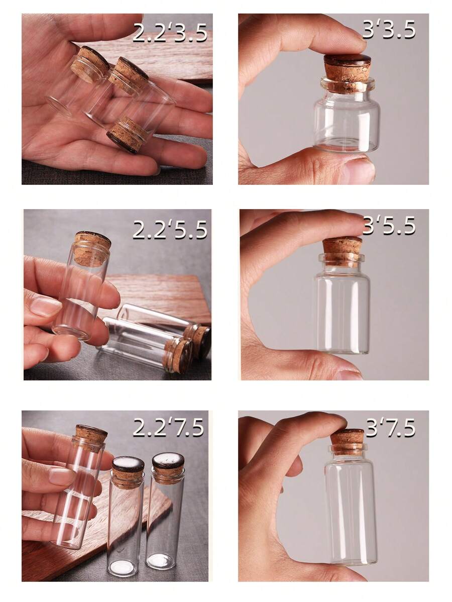 Set de 12 piezas/6 piezas - Frasco de vidrio micro de 5ml/10ml/15ml/20ml/30ml con tapón. Frasco de vidrio micro con tapón. Frascos de vidrio en miniatura y de juego con tapón de madera. Frascos de hechizos de cristal. Botellas de boticario mini. Mini frascos con tapón de corcho. Micro adornos de botella. Botellas de vidrio transparente mini con tapones de corcho para manualidades, proyectos, decoración, regalos de fiesta.