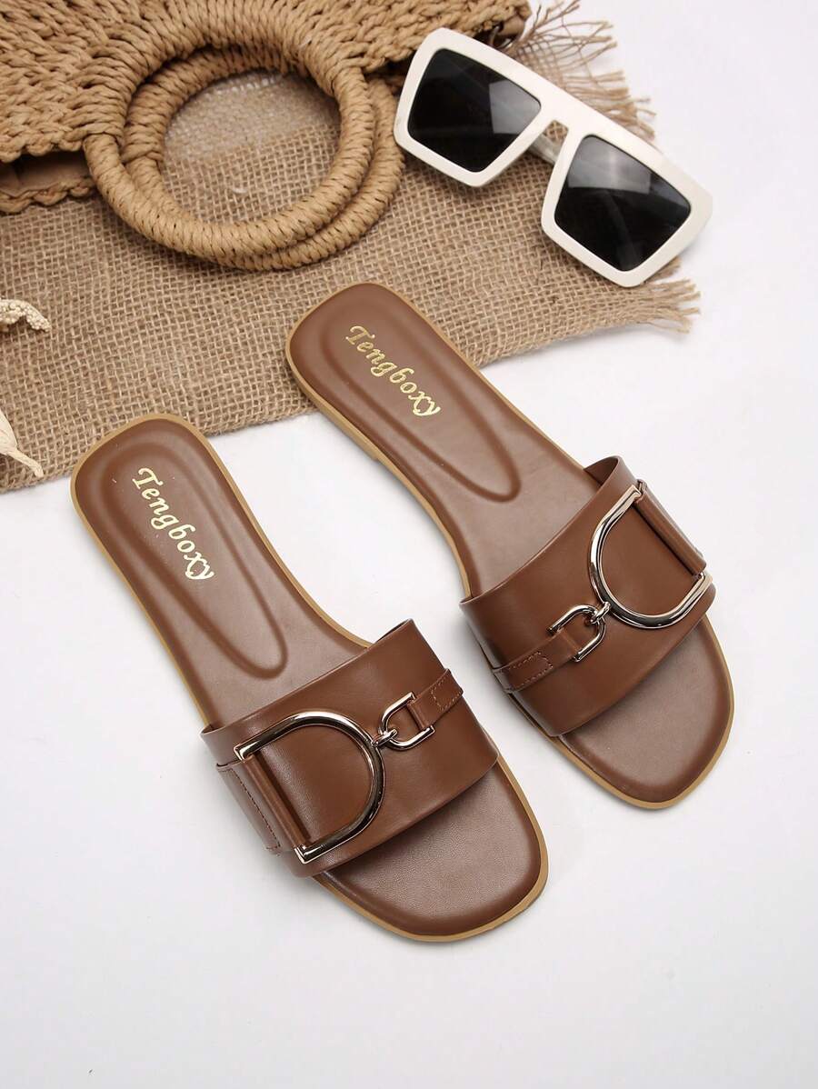 Women's Fashion Flat Sandals, Casual Summer Shoes With Stylish Buckle
