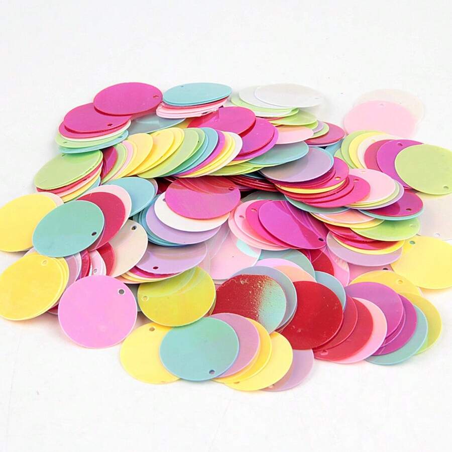 20g 180pcs Paillettes 2cm Round Sequins Side Hole Loose Sequin 20mm Mix Color For Jewelry Making Diy Sewing Garment Craft Wedding Dress Decor