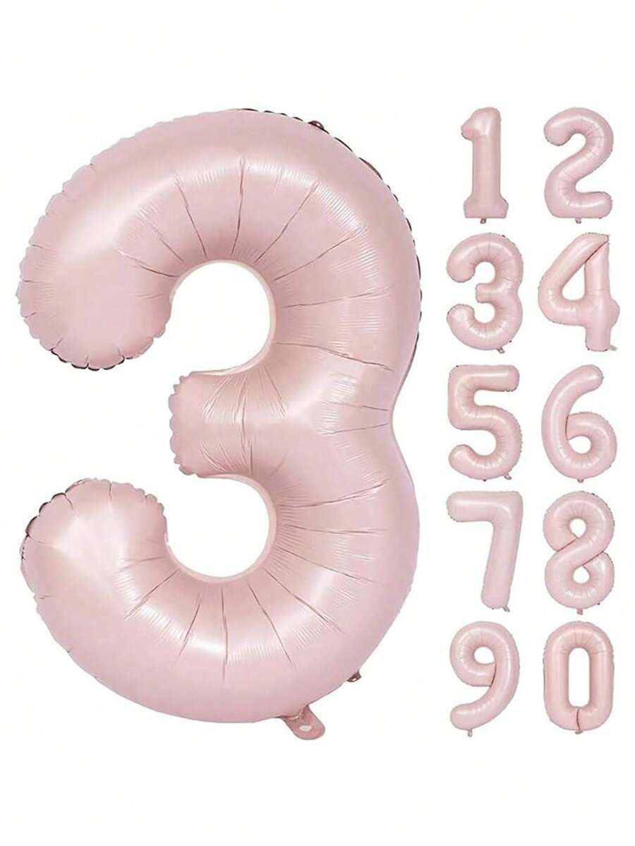 1pc 40-Inch Pink Numbered 0-9 Foil Balloon, Birthday/Anniversary/Wedding Party Decoration, Photobooth Prop