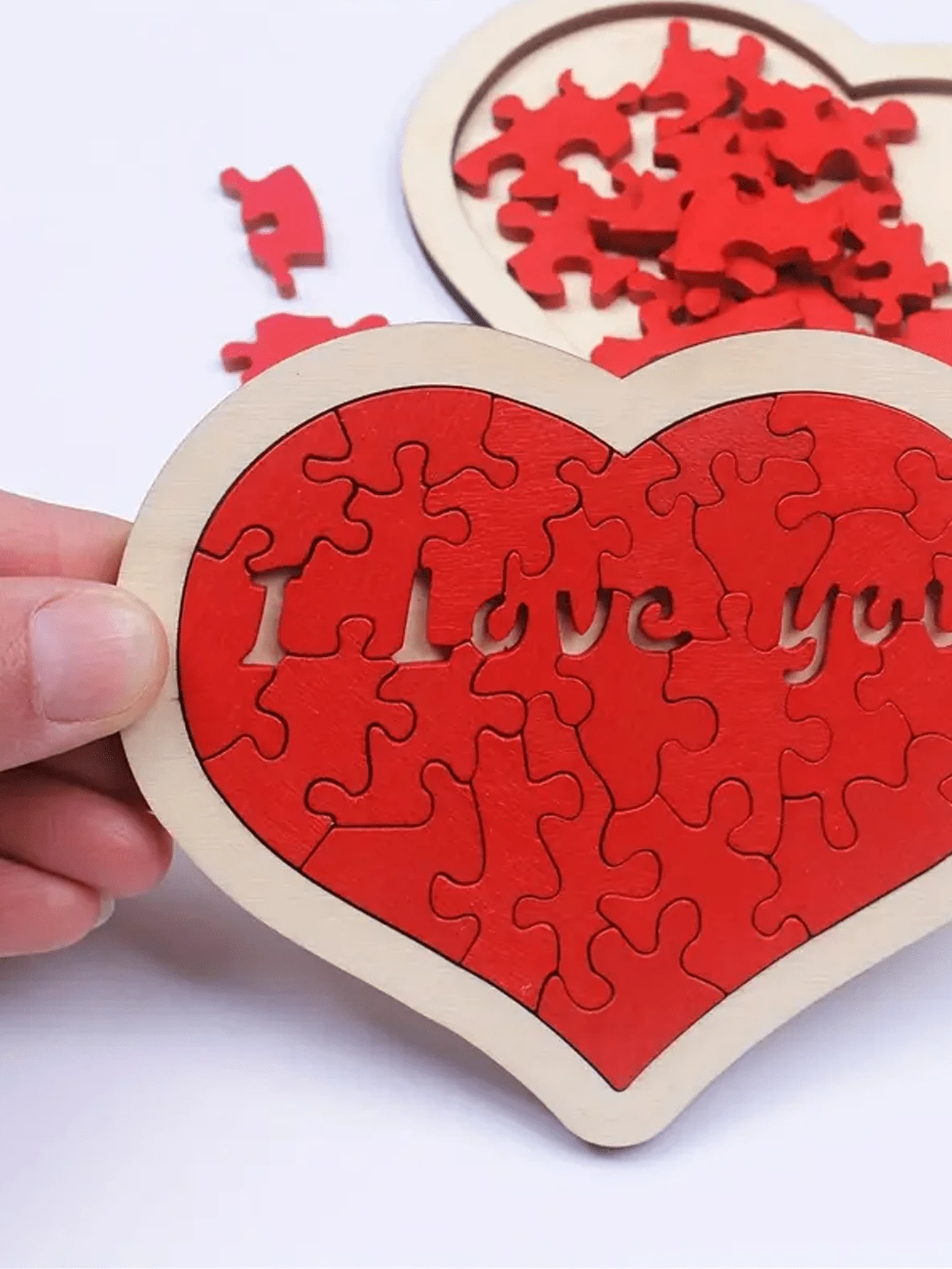 1 stuk houten liefde rode puzzel show verjaardagscadeau bruiloft receptie brandende hersentruc speelgoed creatief klein cadeau/kerstcadeau