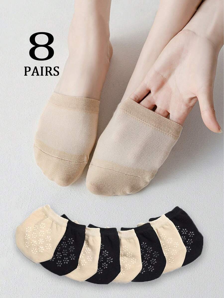 Plusieurs paires de chaussettes femme de couleur unie avec demi-paume, chaussettes invisibles souples, confortables et résistantes aux odeurs avec silicone antidérapant, convenant aux talons hauts, mocassins et tous types de chaussures, rentrée scolaire