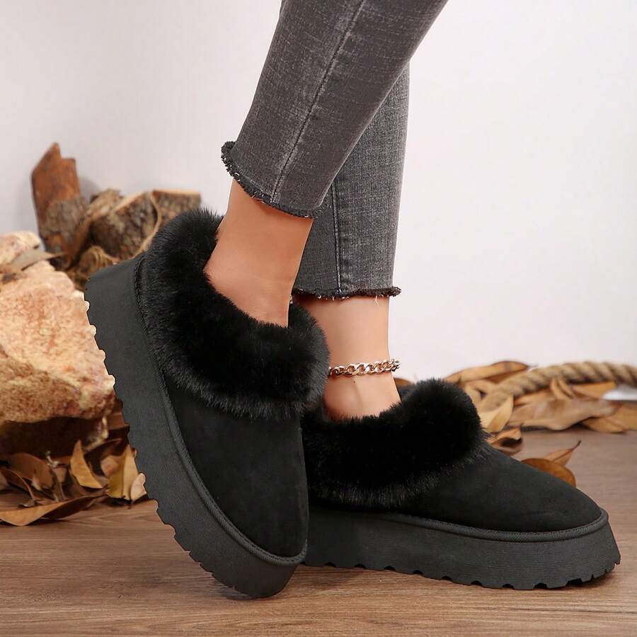 New Plush Solid Color Soft Comfortable Thickened Slip-On Outdoor Snow Boots