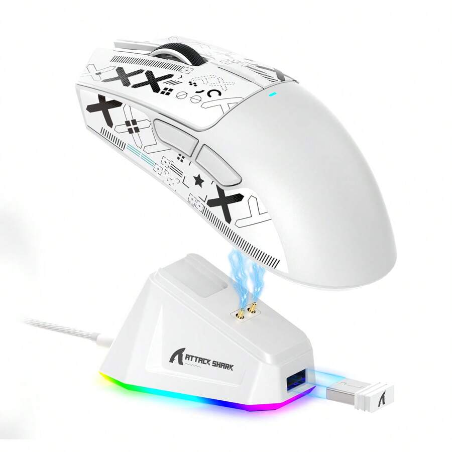 فأرة ألعاب لاسلكية فائقة الخفة X11 59جم مع شريط قبضة، محطة شحن RGB،PAW3311 ،لاسلكي/سلكي بلوتوث/2.4جيجا هرتز،22000 نقطة في البوصة،5 أزرار قابلة للبرمجة للكمبيوتر