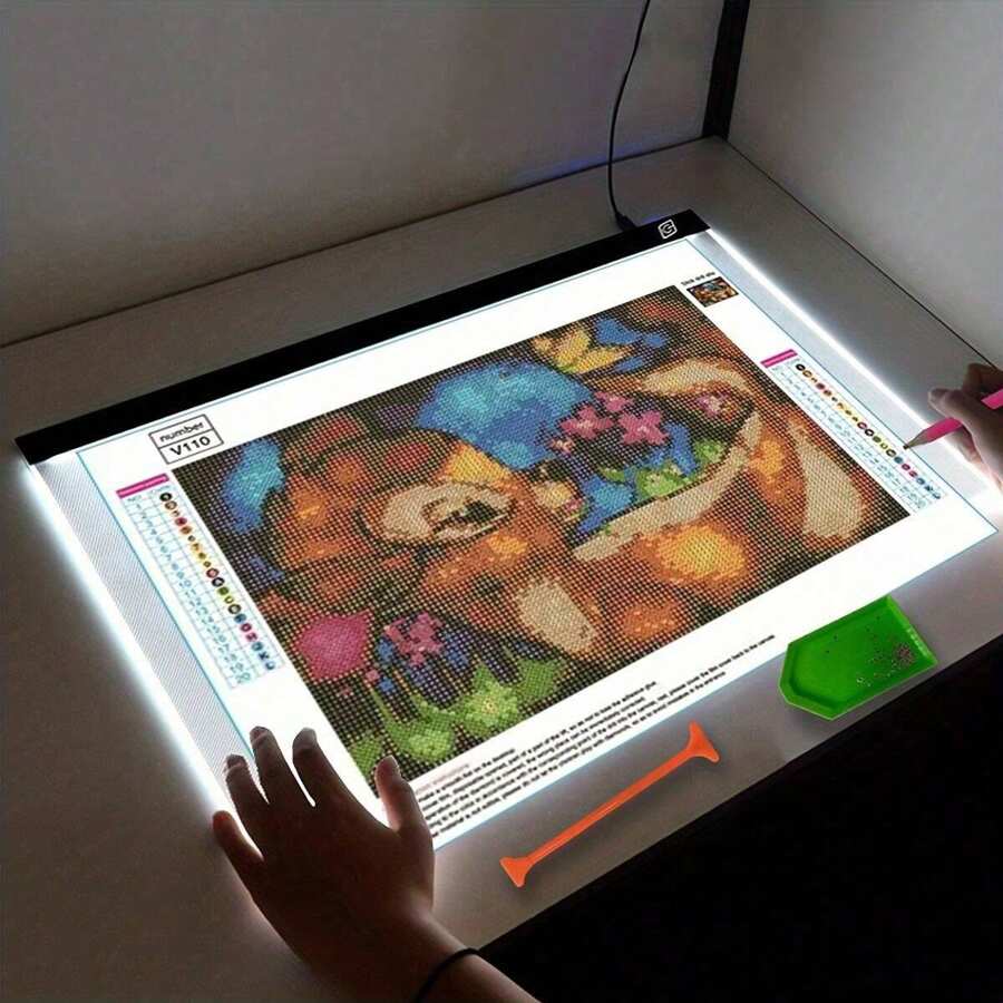 1 buc. Pad de desen cu LED-uri reglabile cu trei straturi - Dimensiuni A2/A3/A4/A5 - Luminozitate reglabilă pentru trasare și pictură cu diamant - Protecție pentru ochi prietenoasă cu vederea