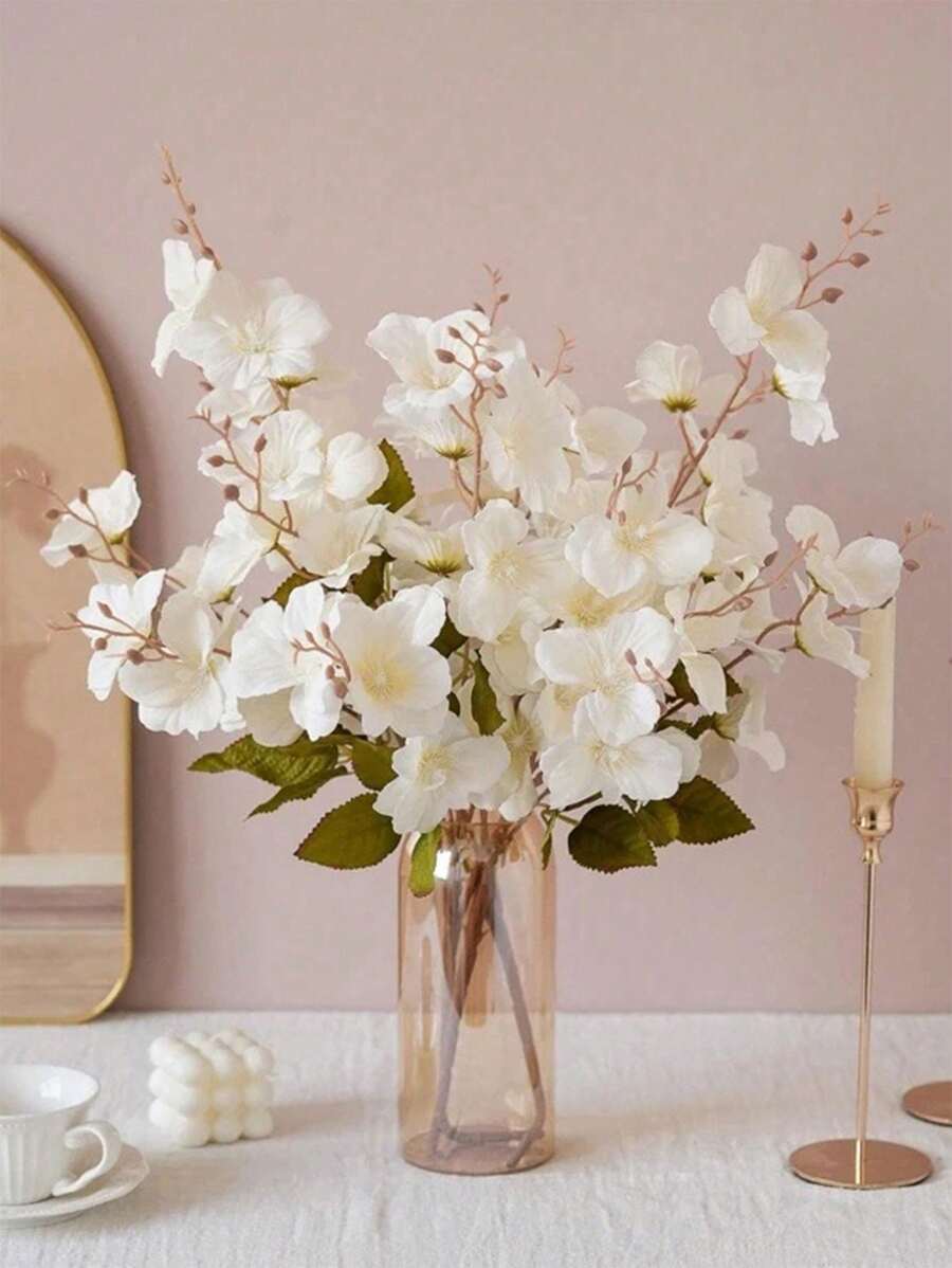 3pcs Artificial Flowers Bouquet Narcissus Magnolia Flower For Home Living Room Decoration, Wedding Table Bouquet Table Centerpiece Home Decor