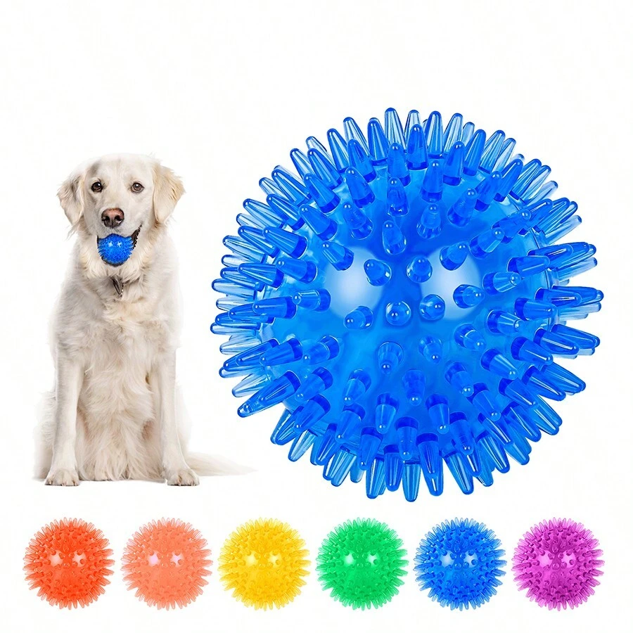 1pc/3pcs TPR Squeaky Dog & Cat Chew Toy Ball With Spiky Tips, Dental Training