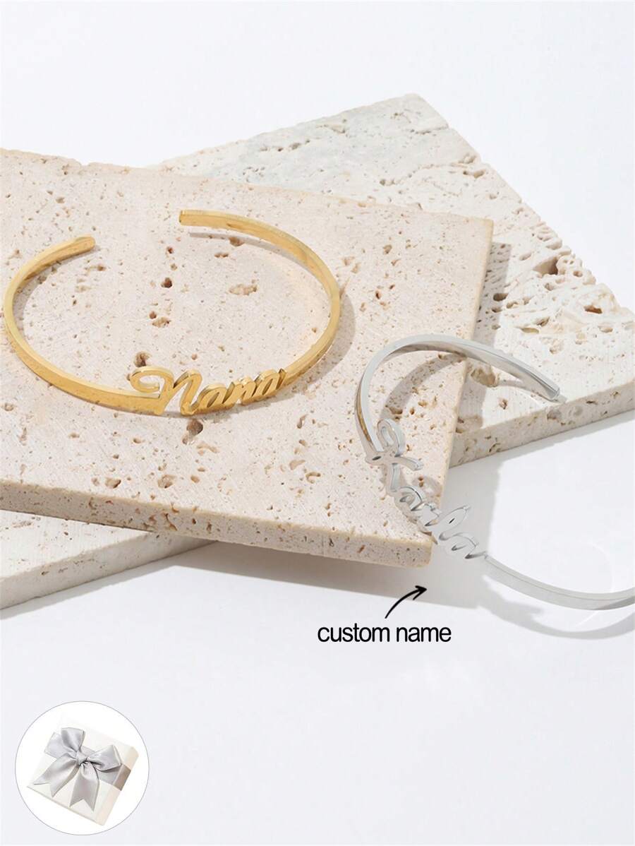 1pc Minimalist Customized Name Bracelet, Personalized Name Casual Bracelet, Custom Gift For Her, Christmas Gift, Valentine's Day Gift, Mother's Day Gift, Graduation Gift, Bridesmaid Gift
