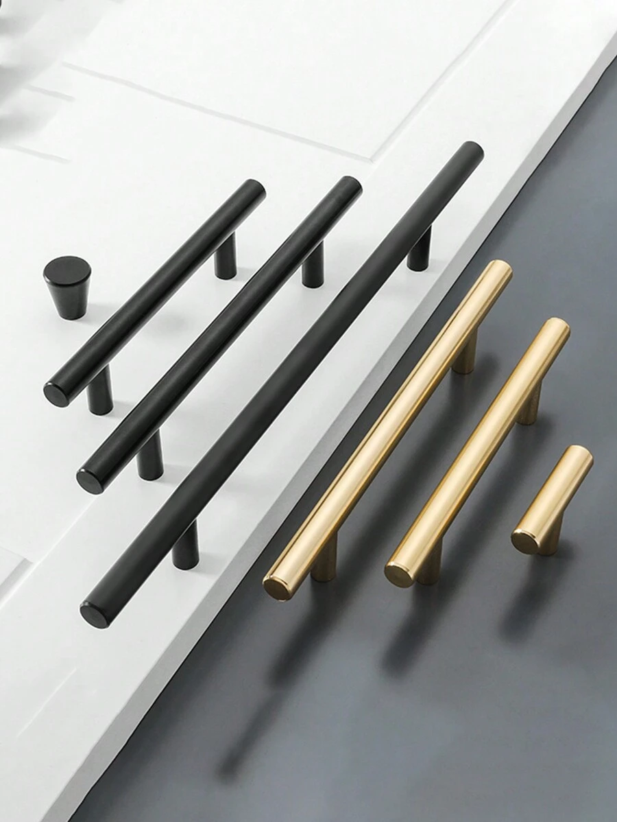 1 pezzo Maniglia per porte di armadi in lega di alluminio / Tiratore per cassetti di guardaroba, stile nordico moderno e semplice, dorato/nero