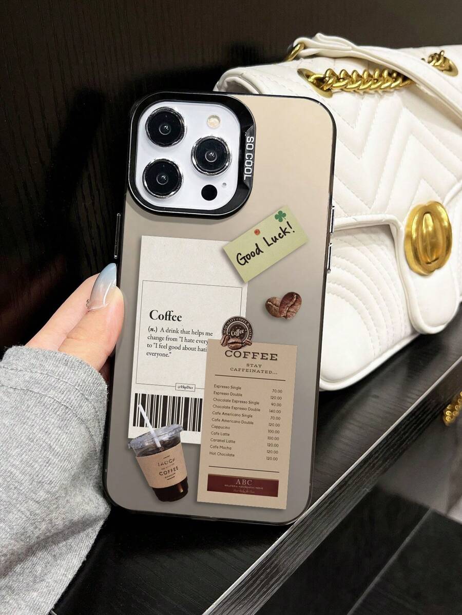 Eine modische, stoßsichere Handyhülle mit Kaffee Druckmuster, kompatibel mit iPhone 11 12 13 14 11Pro Max 12Pro Max 13Pro Max 14Pro Max XR 15 15 Pro 15 Pro Max, Samsung Galaxy A05 A15 A25 A35 A55 S23 S24
