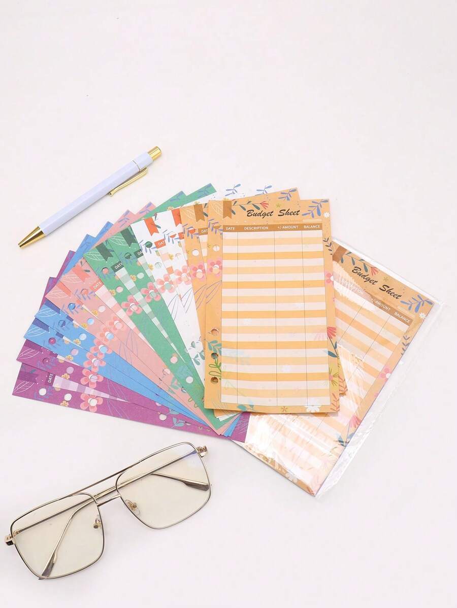 12 piezas Tarjetas de registro de gastos de consumo accesibles con presupuesto, de papel práctico para rastrear gastos - fácil de usar y organizar con 6 colores