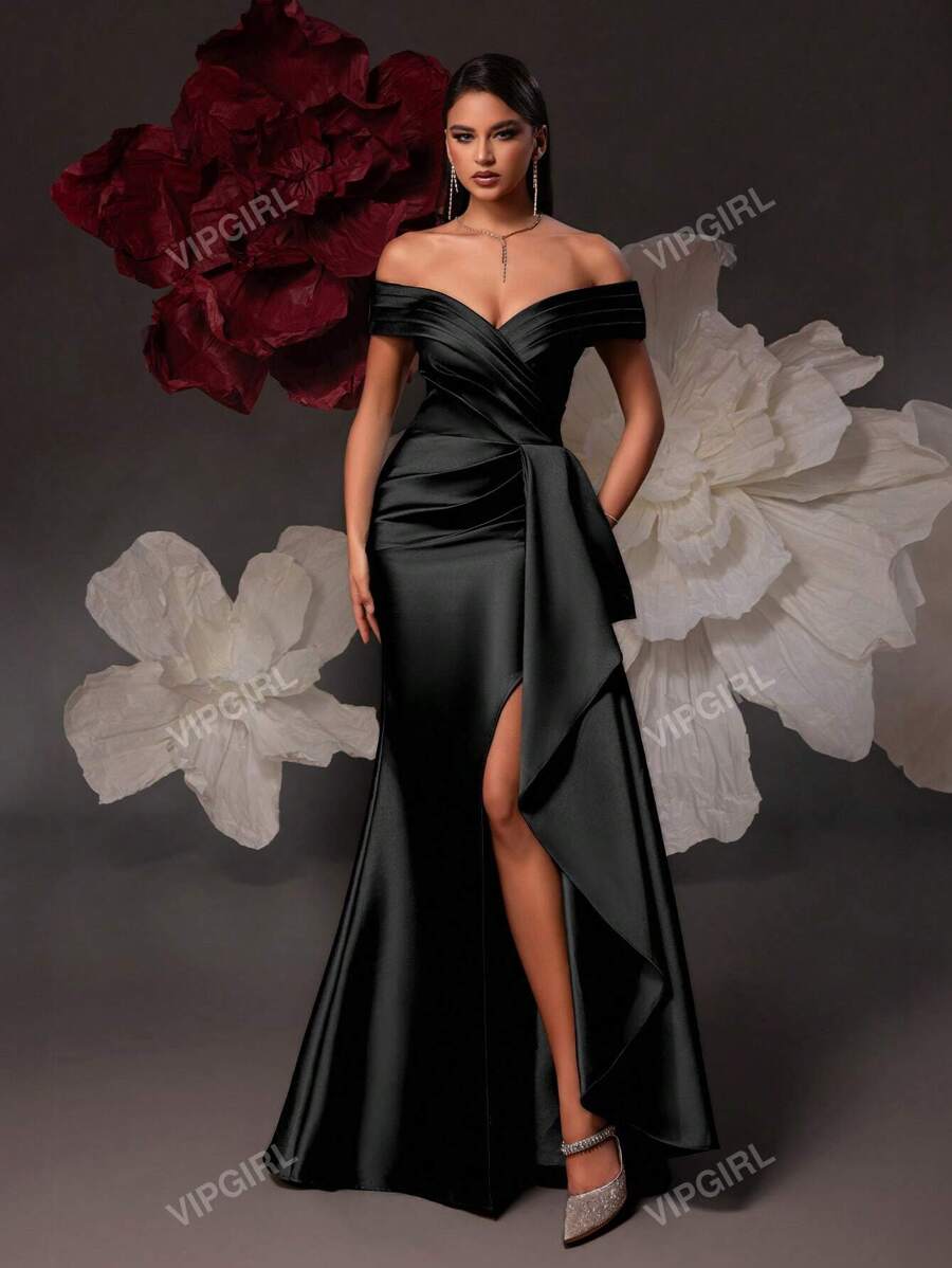 VIPGIRL Vestido de fiesta elegante para mujeres, vestido de invitada de boda semi formal, para fiesta de cumpleaños, graduación, baile de graduación