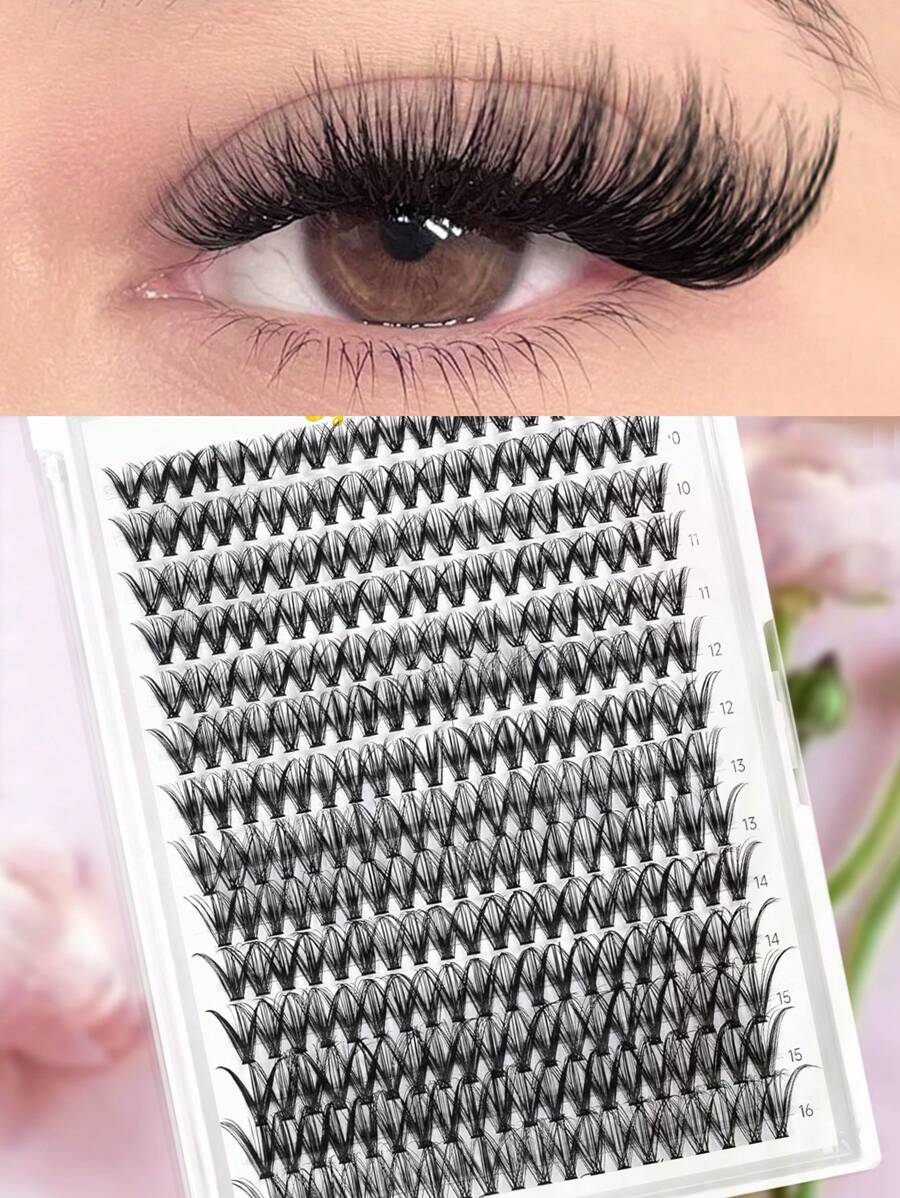 280 piezas Racimos de pestañas individuales 40D, rizado D, de 9 a 16 mm, racimos de pestañas DIY, súper aspecto natural y wispy, ultra suaves y súper ligeros, pestañas postizas individuales y segmentadas reutilizables para uso principiante en casa o en movimiento para la vida diaria, citas, fiestas, festivales de música y Halloween