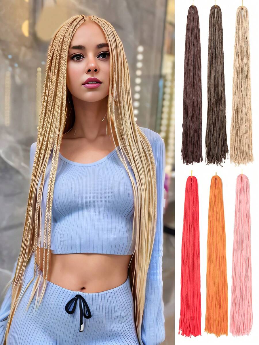 Micro Braids Hair Extensions Long Micro 3X Pre-Looped Synthetic Zizi Braids 24 Inch 100g/Pack Color Thin Small Box Braid Crochet Twisted Hair Synthetic Kanekalon Braiding Hair Extension