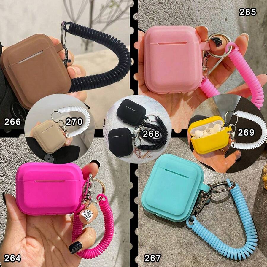 Bunter Streifen Silikon-Feder-Seil Schutzhülle kompatibel mit Apple Bluetooth Ohrhörern Airpods Bluetooth Ohrhörer Schutzhülle, kratzfeste und anti-sturz Schutzhülle.