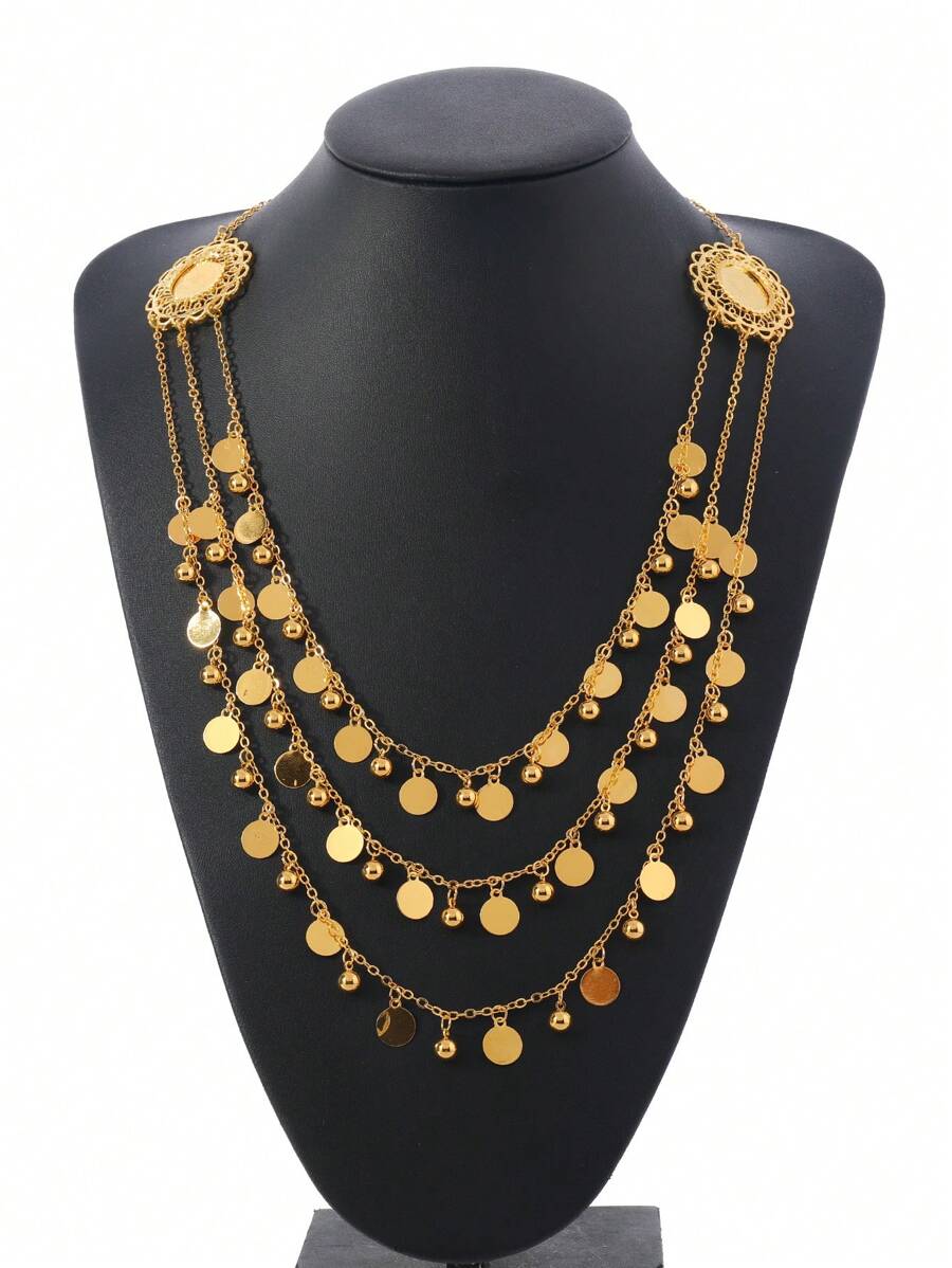 Collana in lega multistrato stile europeo e americano con fogli metallici e sfere di ferro