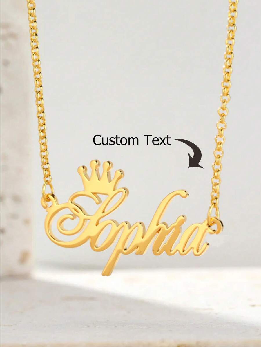 Aangepaste naam ketting koningin kroon kettingen voor vrouwen mannen brief choker gepersonaliseerde naam elegante naamplaatje roestvrijstalen sieraden op maat Valentijnsdag geschenk