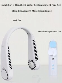 Ensemble blanc (éventail suspendu + ventilateur hydratant portatif)