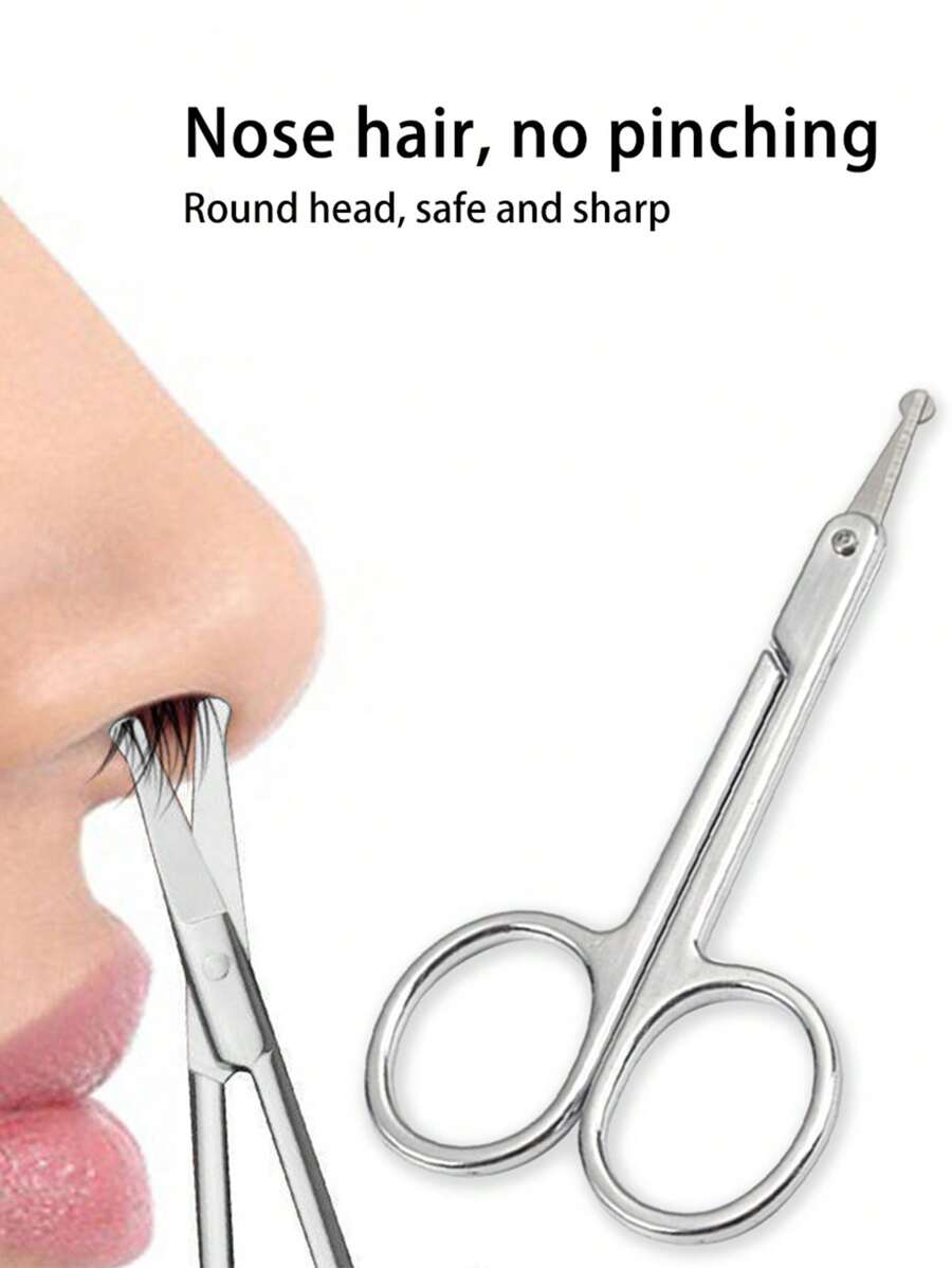 1 pieza Juego de tijeras de belleza profesionales de acero inoxidable con pinzas y tijeras pequeñas para cejas, pestañas y entusiastas de la belleza, que incluye un recortador de vello nasal con punta redondeada. Unisex, impermeable, que incluye tijeras de acero inoxidable para cejas, recortador de vello nasal con punta redondeada, tijeras para barba y belleza, tijeras de maquillaje con punta para pegatinas de cejas, recortador de vello nasal de acero inoxidable y tijeras para recortar cejas, pestañas y barbas.