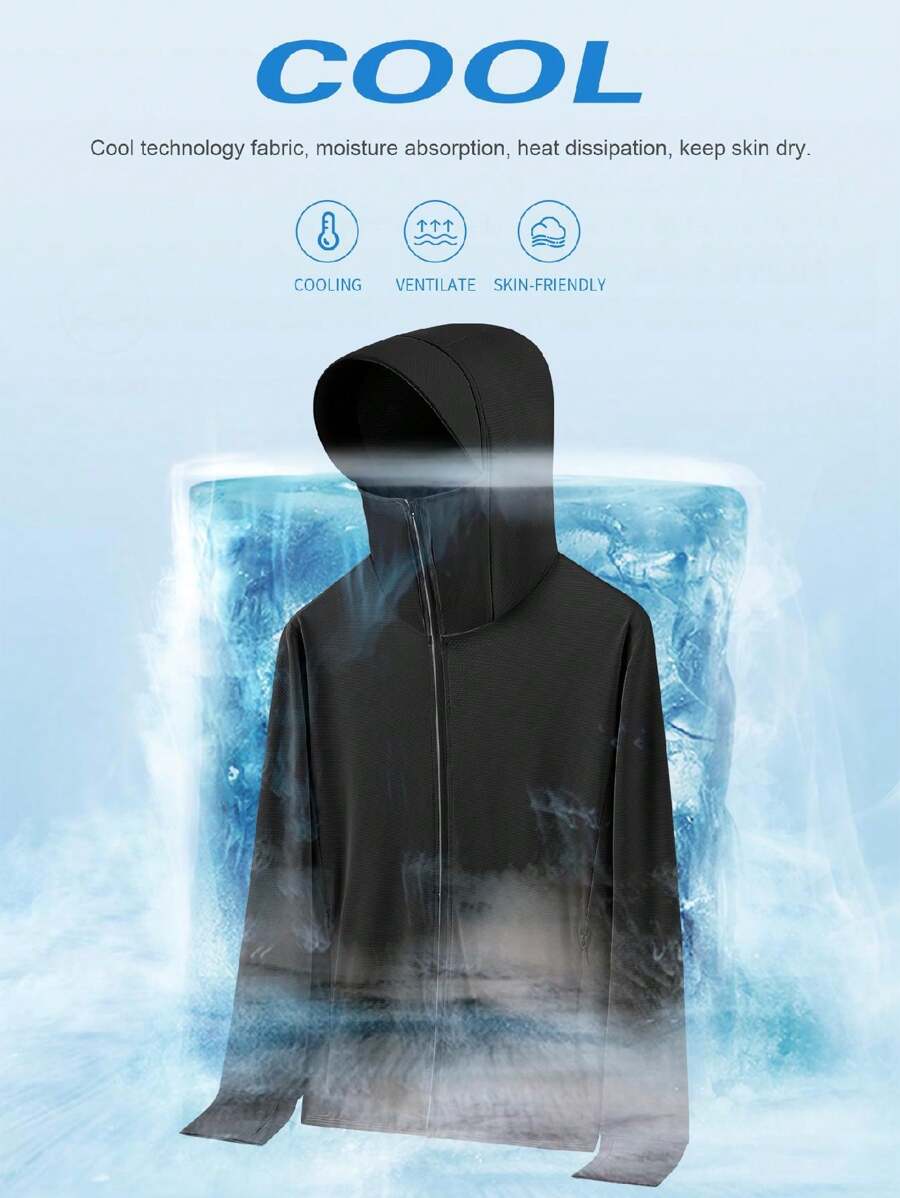 Zomer UPF 50+ UV-bestendige herenhuidjassen met capuchon, zonbescherming, ademend, koel, dun, windjack, casual jassen, vissen
