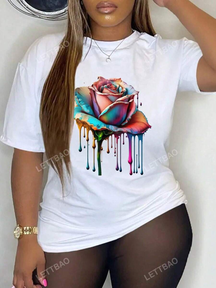 Maglietta corta da donna taglie forti per l'estate