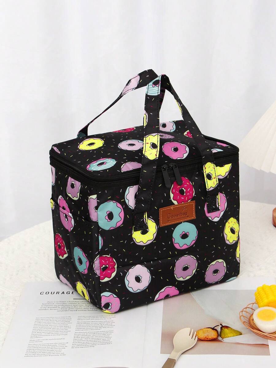 1Pc Rose Floral Print Lunch Bag Thermal Insulated Cool Bag Keeps Your Food Fresh And Warm For Several Hours, Suitable For School, Work, And Travel, Camping Picnic Fashionable Design School Bag Lunch Tote Bag Cooler Box Storage Bag Women Cute Lunch Pack Tiffin Bag Large CapacityWomanLunch Box BagFor Women LadiesSchool Supplies Stuff Accessories Bag For School School Accessories School Stuff