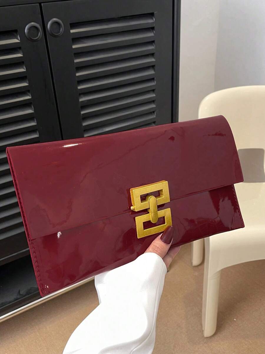 New Style High-End Versatile Shoulder Bag With Elegant & Unique Design, Fashionable Burgundy Bag, Elegant Clutch Bag For Women