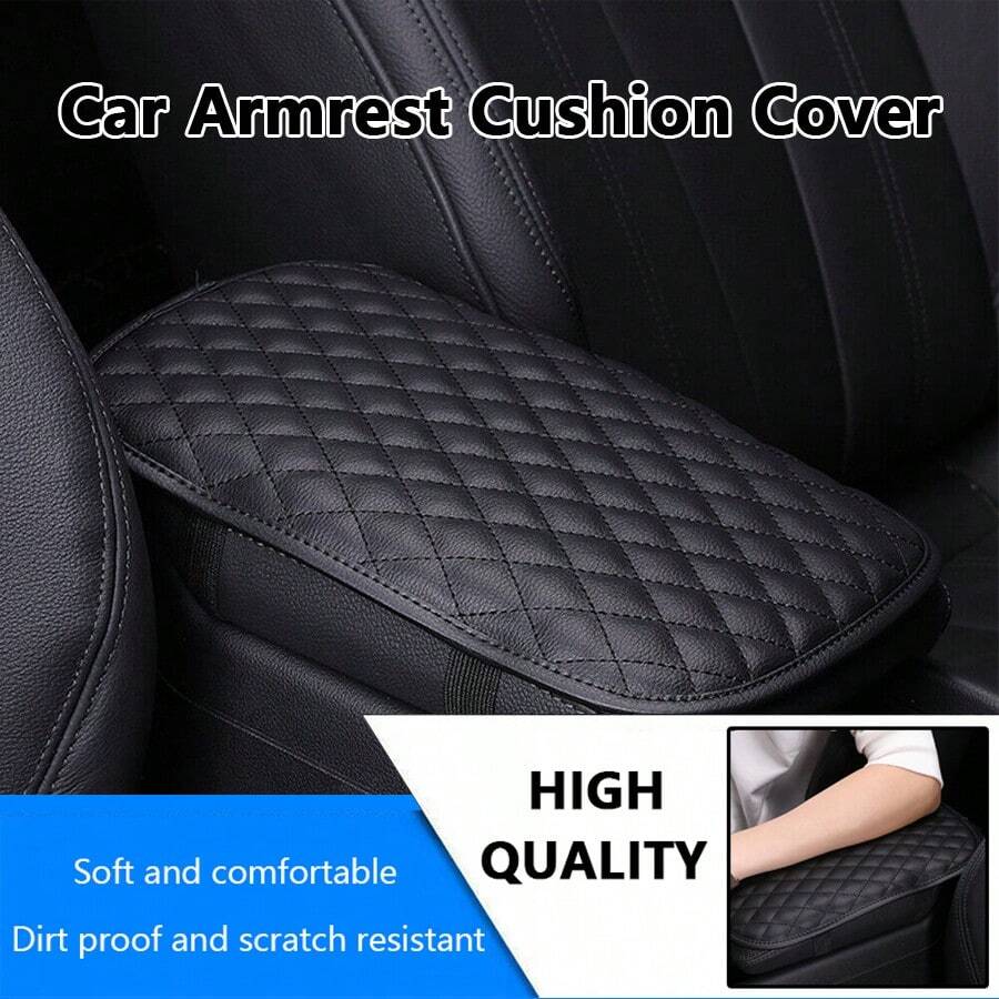 XENCN 1pc Car Armrest Cushion Cover Center Console Box Pad Protector Universal Accessories Soft PU Leather Arm Rest Cushion Waterproof