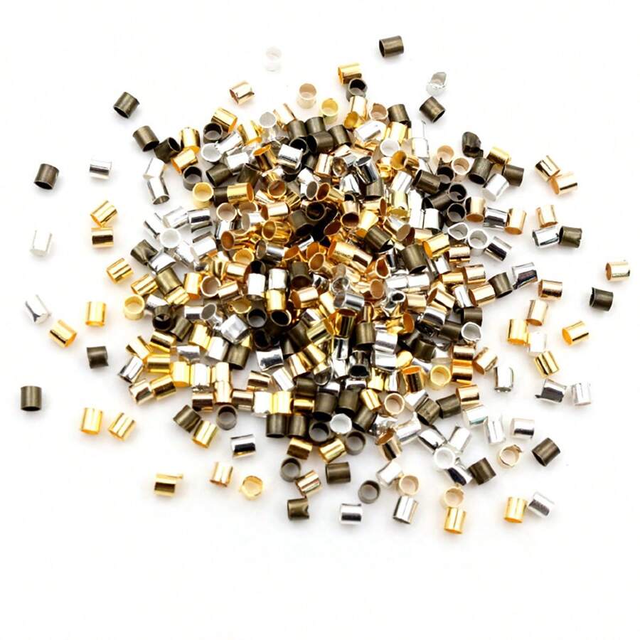 500 pièces de perles de blocage de tube métallique de 1,5 à 2,0 mm, perles d'espacement pour la fabrication de bijoux de collier DIY, fournitures de découverte