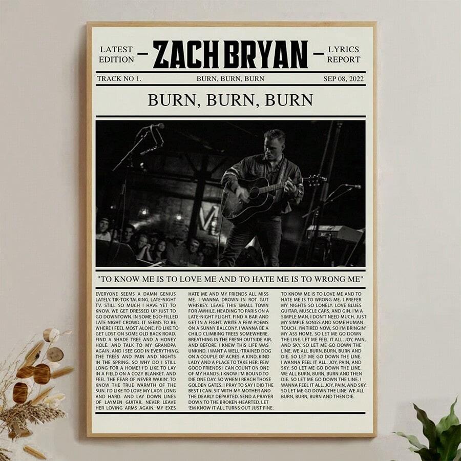 1 pieza Sin marco, póster del famoso cantante de música country estadounidense, impresiones de lienzo con letras de canciones populares, gira American Heartbreak, arte de pared para fans, pintura de arte para regalo, para dormitorio, sala de estar, decoración de pared, decoración para el hogar y dormitorio