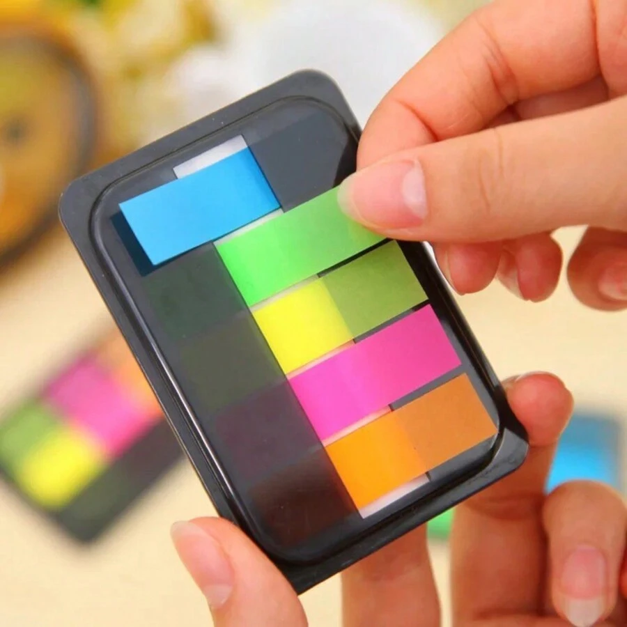 100 Sheets Of Colorful Fluorescent Pet Index Stickers With Morandi Color Drawable Boxed Sticky Notes,School Supplies,Back To School