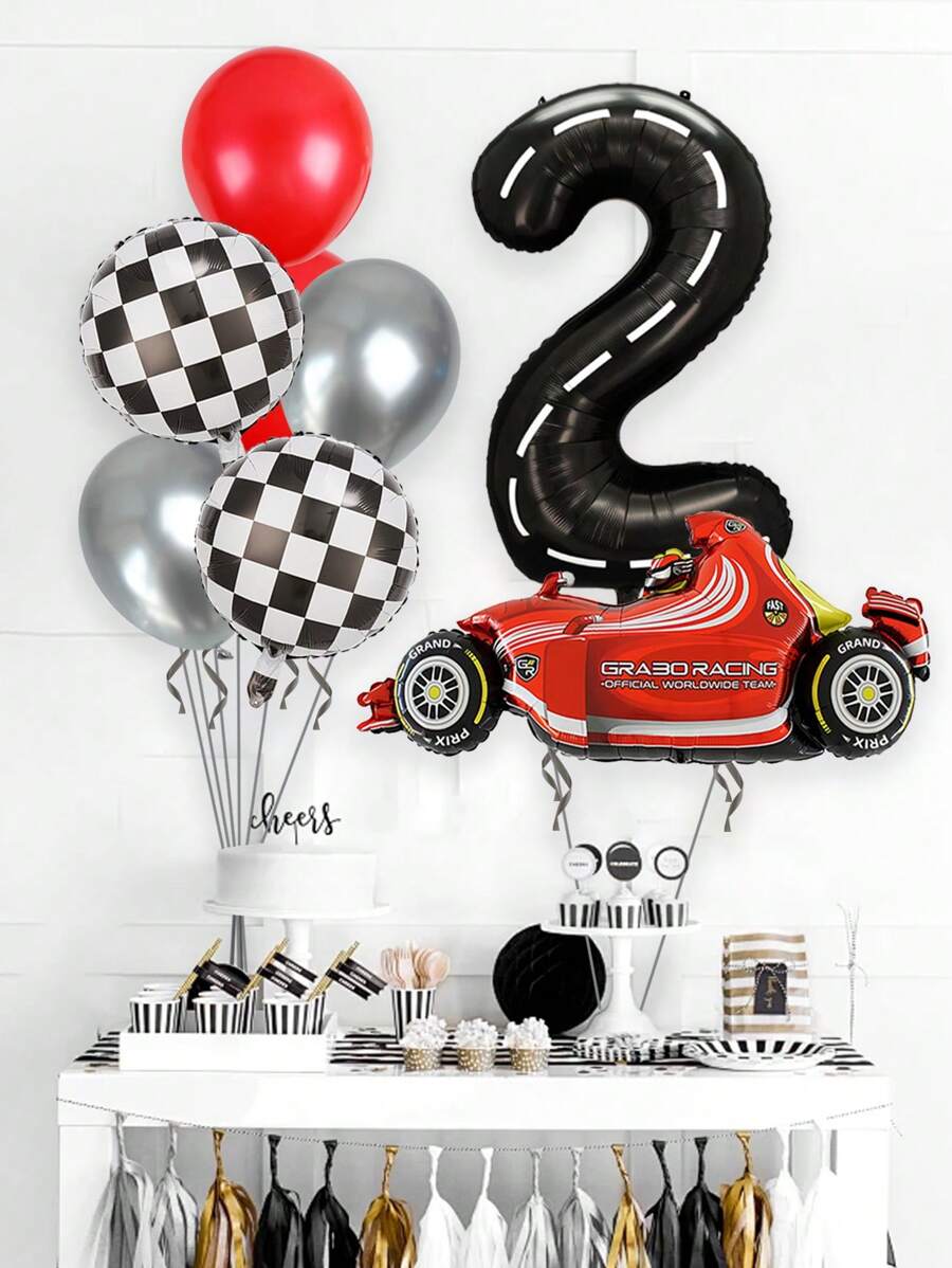 Set de 8 globos grandes con números del 0 al 9 de 40 pulgadas, globos de aluminio con número y diseño de coche, adecuado para decoración de fiesta de cumpleaños