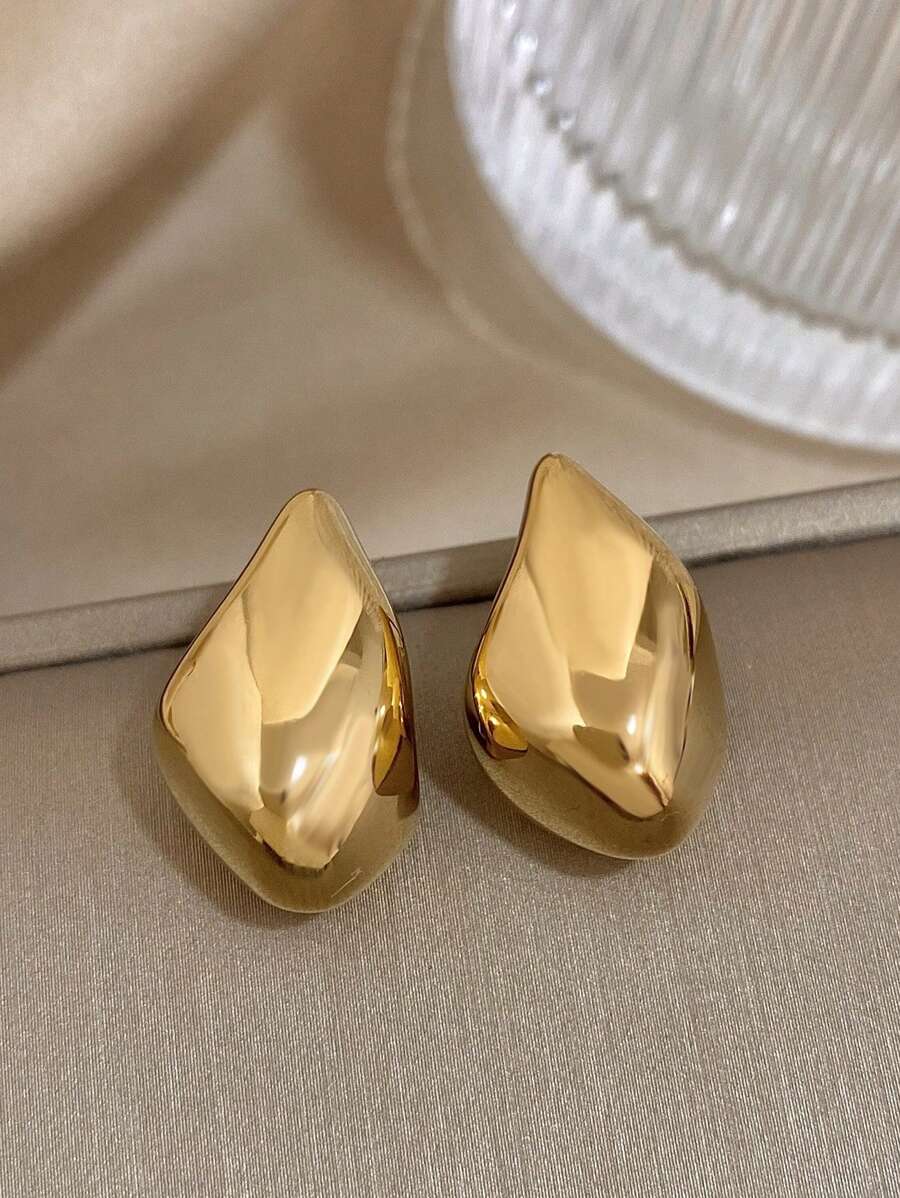 1 Par de Brincos Assimétricos Grossos de Aço Inoxidável Punk para Mulheres, Brincos Pendentes Encantadores de Moda Chique em Cor Dourada e Prateada, Jóias Diárias para Festa