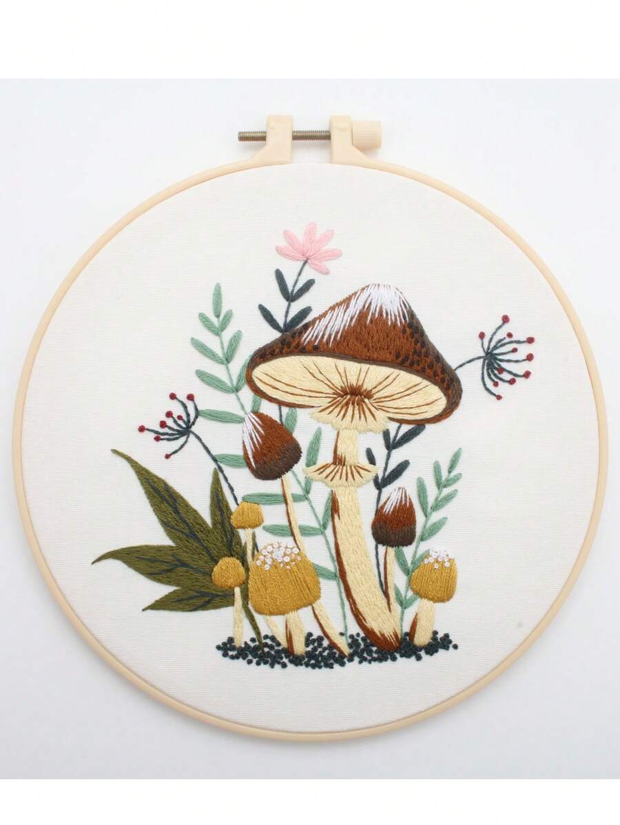 Kit de broderie DIY - Motif de champignons et de plantes
