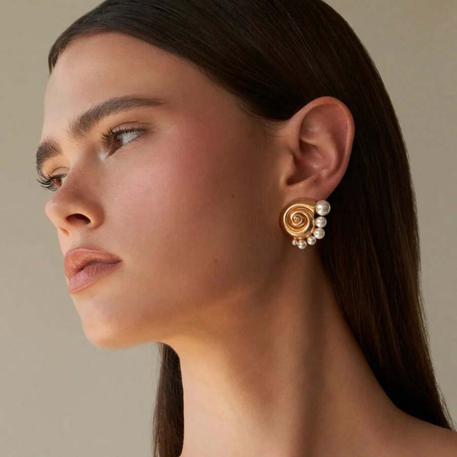 S SHOPBOHO 1Pair Statement Girls Summer Vibes Bold Jewelry Seashell Big Pearl Earrings