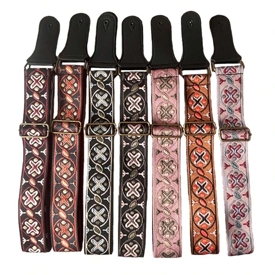 1 Peça Alça de Guitarra Multicolorida com Design Bordado, Serve para Guitarra Acústica, Guitarra Elétrica e Baixo, Inclui Alça para Cabeça do Instrumento, Alça de Guitarra, Acessórios de Guitarra, Guitarra, Capo de Ukulele, Pedal de Guitarra, Acessórios de Saxofone