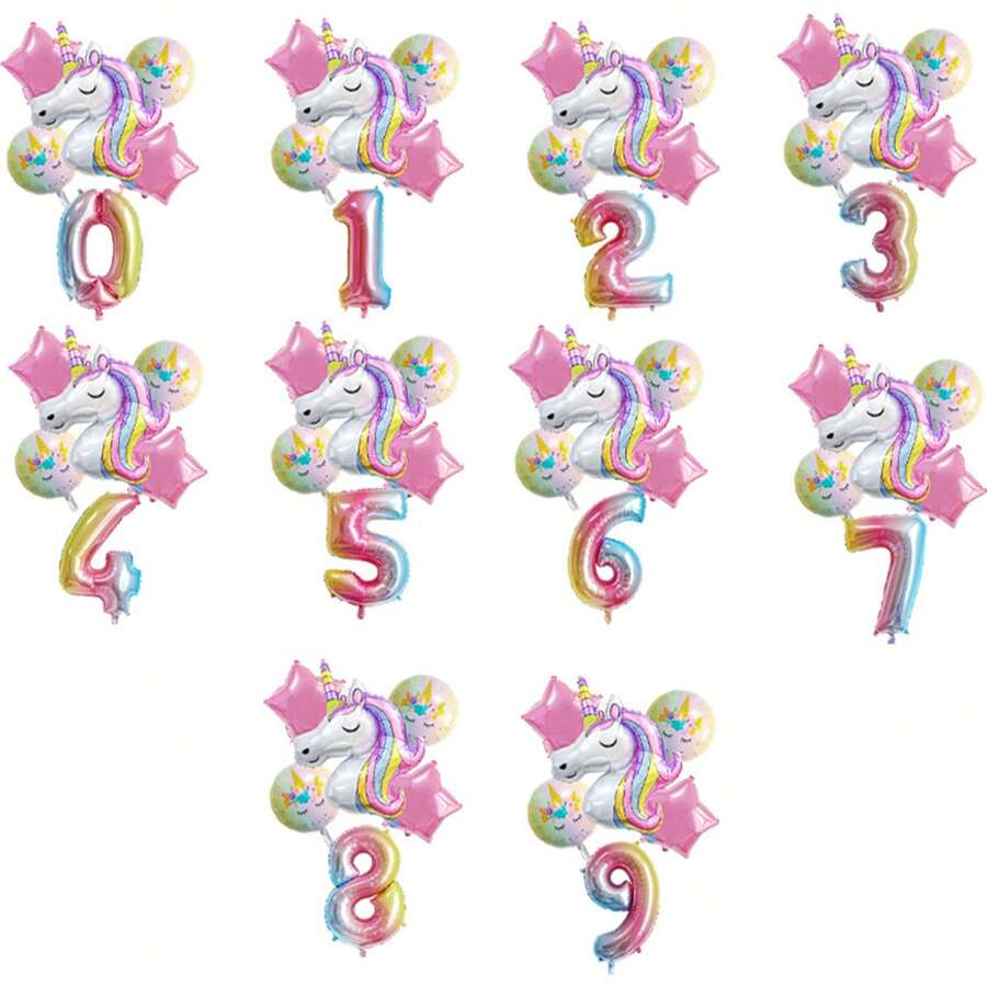Globos de unicornio - Decoración de fiesta de cumpleaños de unicornio - Conjunto de globos de papel de aluminio - Macarons y globos de unicornio para boda, fiesta de cumpleaños, festival de música, suministros navideños
