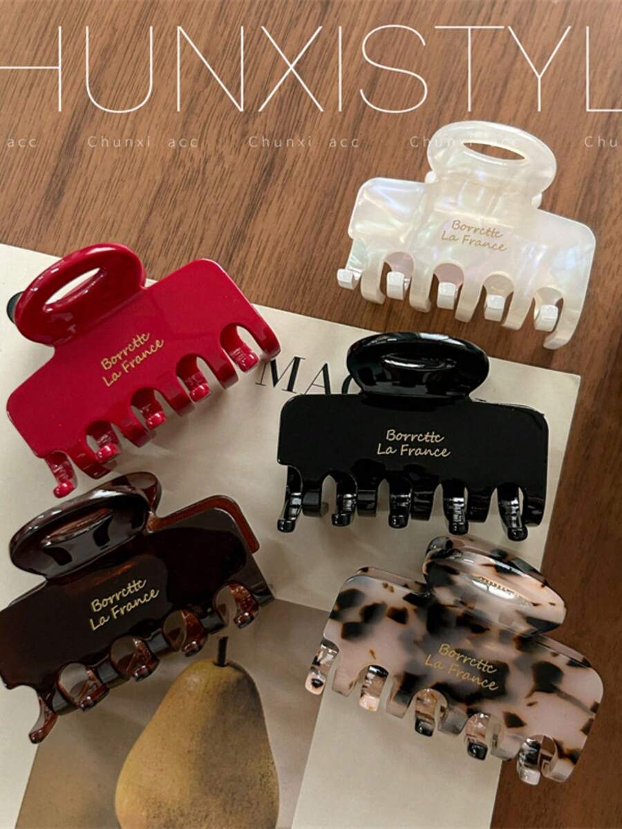 1pc Vintage Square Hollow Alloy Large Hair Clip, Elegant Design 'France' Branded Hairpiece Accessories For Women Hair Claws Claw Clips Hair Clips Hair Jaw Clip Hair Clamps Hair Clutch Hair Catcher Clip