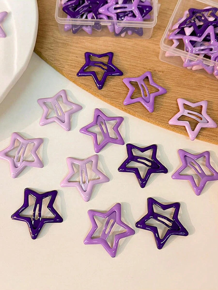 8 paars metallic stervormige haarspelden, retro mini-haaraccessoires, decoratieve haarspelden in Y2K-stijl voor vrouwen, schattig dagelijks gebruik, Schooly2k klauwen, haarklemmen, haarspeldjes