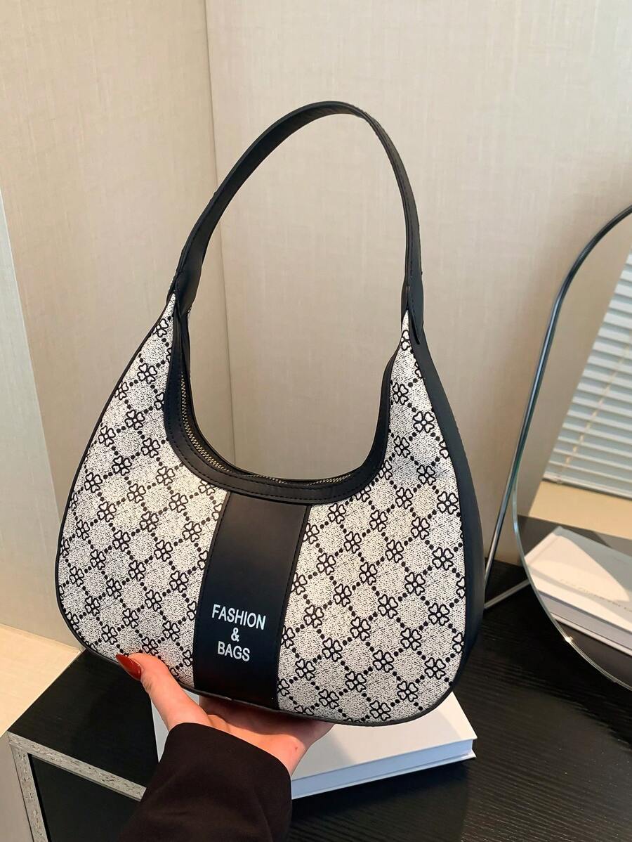 Women's Fashionable Commuter Two-Tone Large Capacity Casual Retro Shoulder Bag, Suitable For Date, Shopping, Gift
