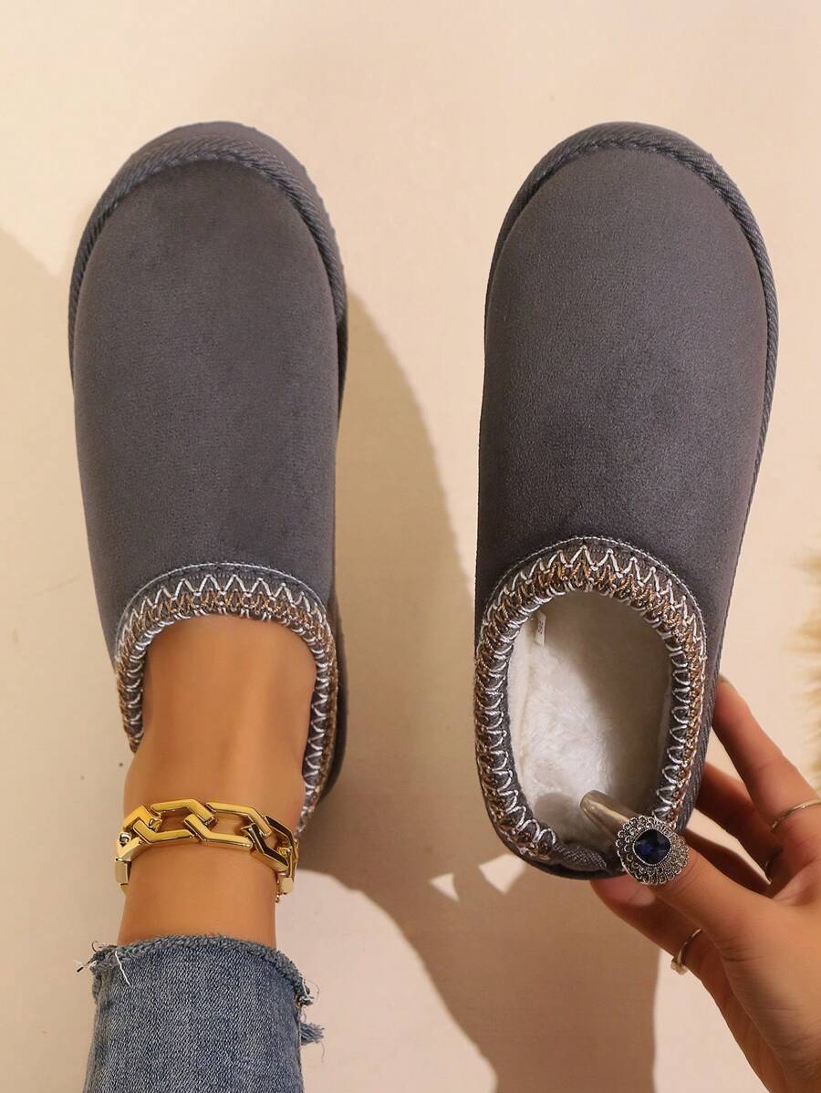 Zapatillas cómodas para mujeres de interior de caña baja, zapatos cálidos de invierno