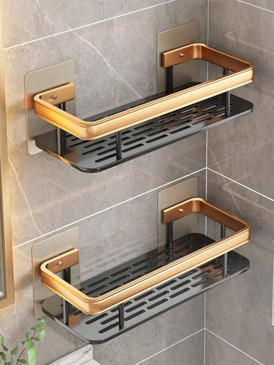 1pc Bathroom Wall Mounted Storage Rack Without Drilling, Load-Bearing Capacity Around 4kg
