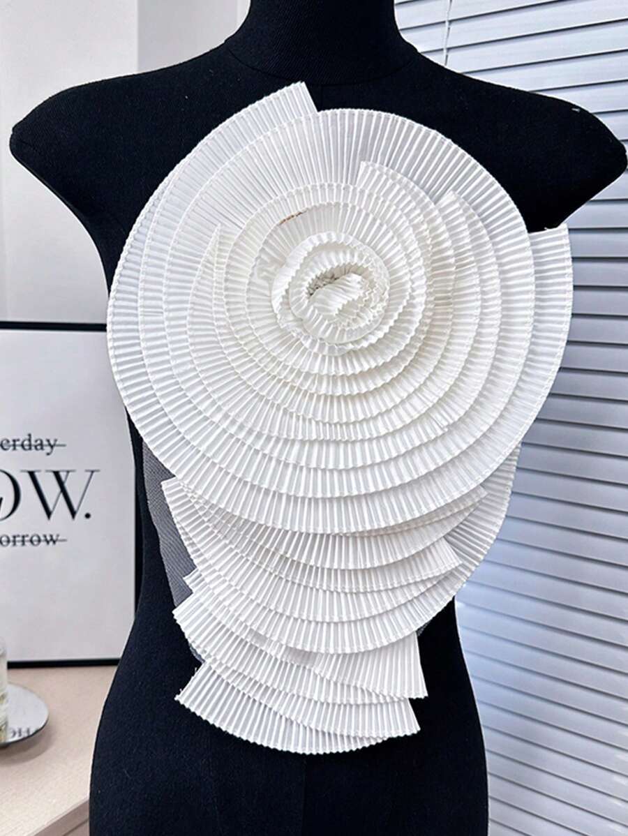 1pc Geplooide Grote Bloem Decoratieve Applique Broche Jurk DIY Handgemaakte Patch Accessoires Bloem Diy Kledingaccessoires