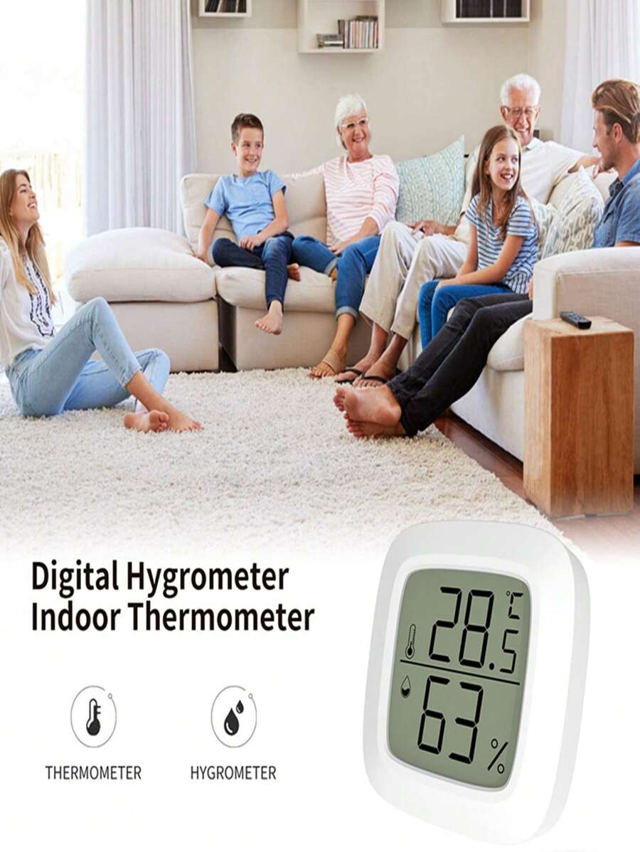 Mini monitor de temperatura y humedad, termómetro higrómetro electrónico para reptiles de interior para el hogar y la guardería, con sujeción magnética