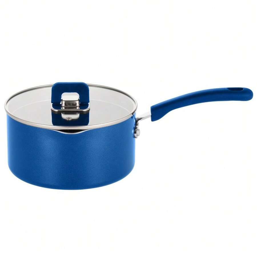 Nutrichef Saucepan Pot With Lid - Non-Stick Stylish Kitchen Cookware With Foldable Knob, 3.1 Quart, Works With Model: NCCWSTKBUL (Blue)