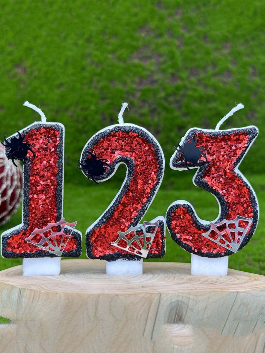 1 pieza Decoración de tarta con vela tope con araña y borde de telaraña rojo para cumpleaños, decoración de habitación, regalos, velas de cumpleaños, decoraciones de cumpleaños, feliz cumpleaños, velas de tarta, decoración de habitación para graduación