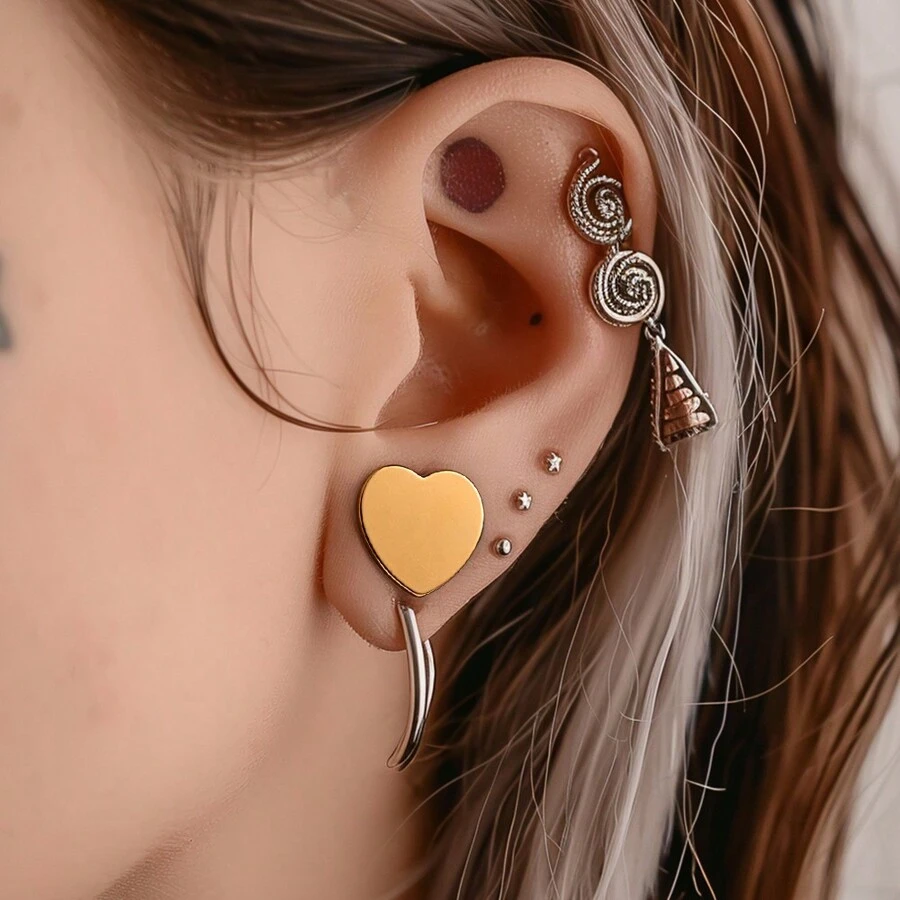 2 pièces bouchons d'oreilles élégants en forme de cœur, tunnels et écarteurs en acier inoxydable 316L. Expanseurs d'oreilles pour mariage, bijoux de piercing pour le corps. Cadeau pour la Saint-Valentin, la mère, la fête des mères.