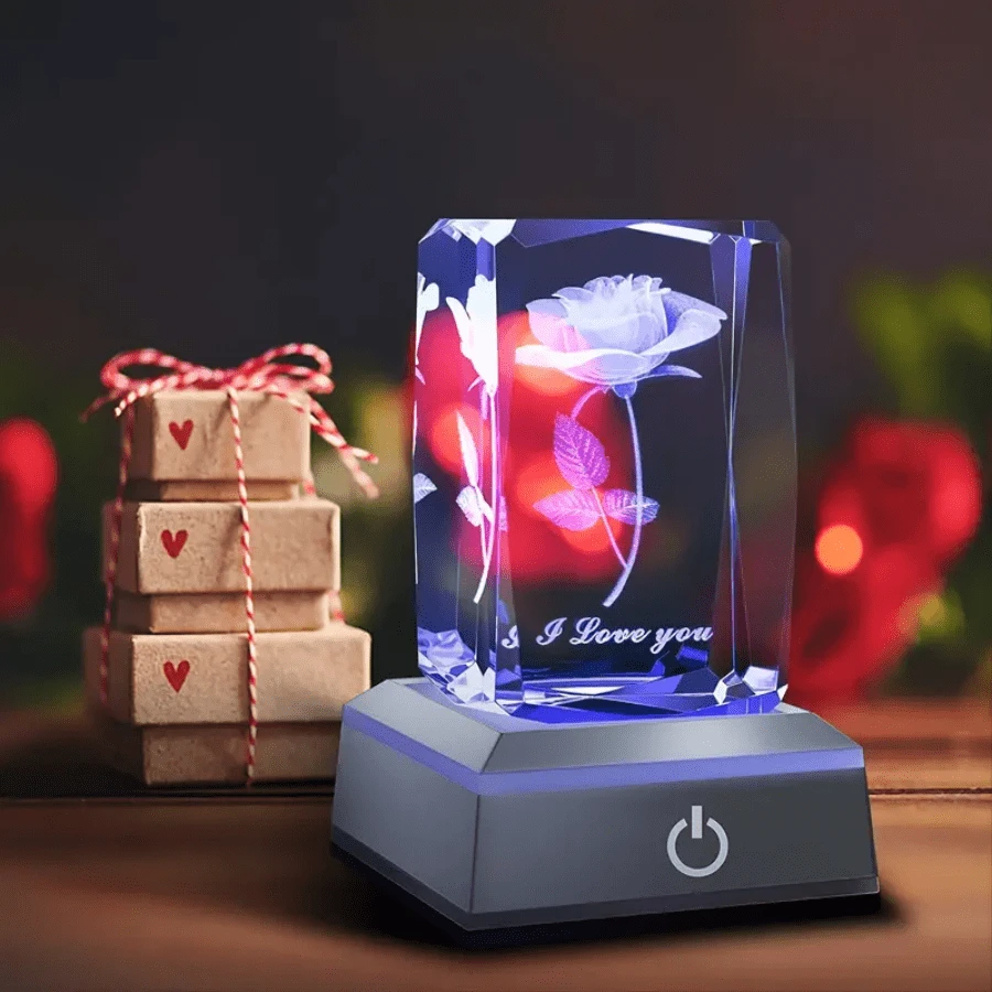 1pc Enchanting 3D Rose Crystal Ball Night Light - Color-Changing LED With Heartfelt I Love You - Perfect Romantic Gift For Girlfriend, Wife, Mother, Or Friend On Thanksgiving, Christmas, Birthday, Valentines, Wedding Anniversary, And More