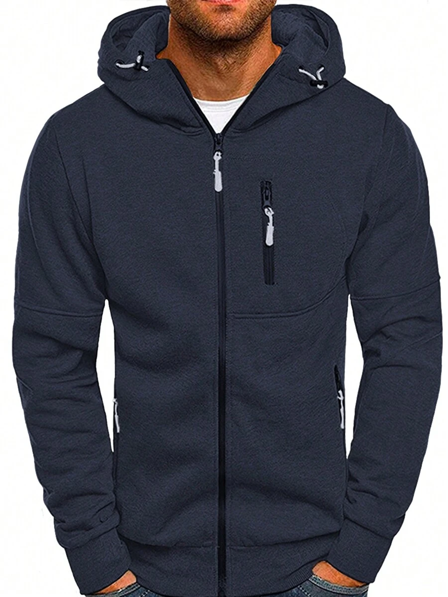 Shendy Vendy Sudaderas Hombre Ligera Moda de Temporada de Manga Larga Outfit Casual, Sudadera Deportiva Hombre Termica Capucha Fashion con Cordón Ajustable Cierre de Cremallera y Bolsillo Lateral