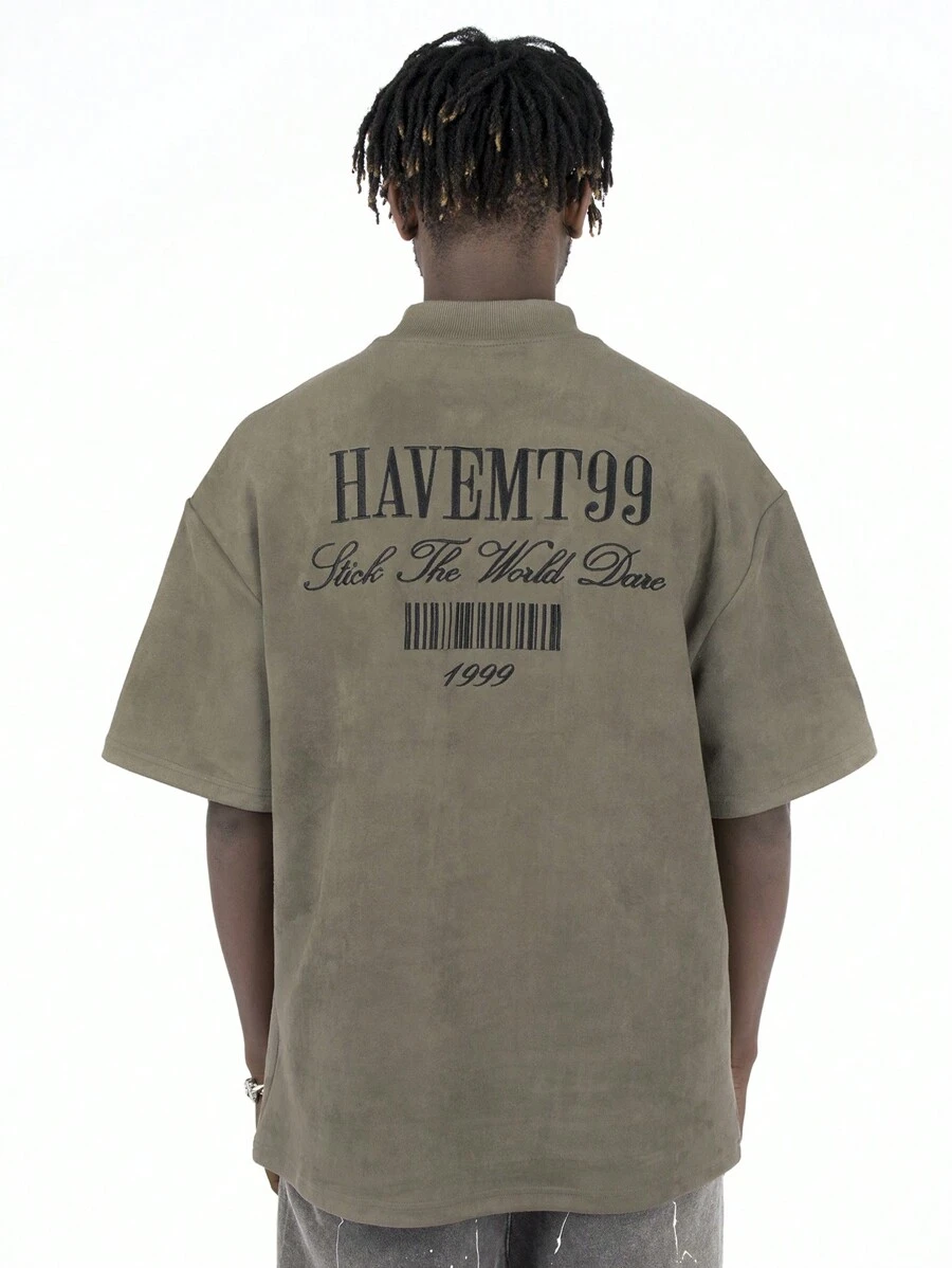 MT99 T-shirt z haftowanym zamszem i dzianiną z krótkim rękawem American Streetwear Crop Top dla par